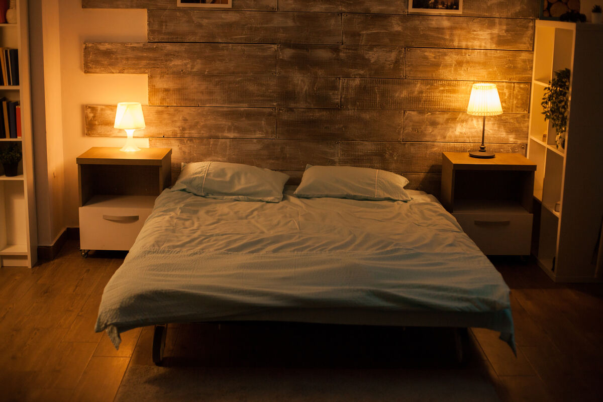 A tidy, ready bedroom in a furnished home