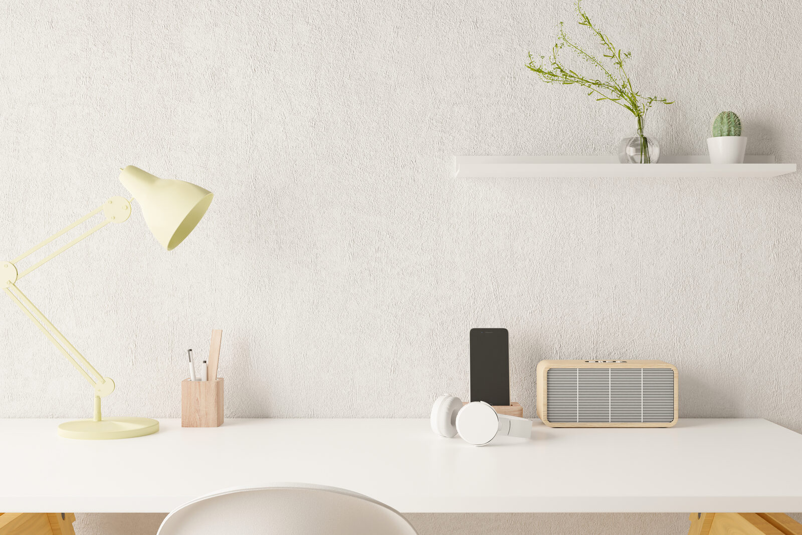 A simple desk workspace inside a shared home